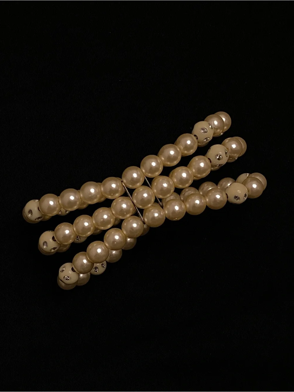Triple-Strand Faux Pearl Stretch Bracelet